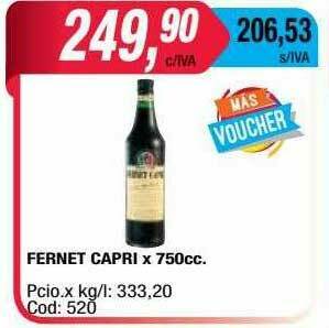 Maxiconsumo Fernet Capri oferta