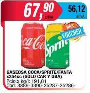 Maxiconsumo Gaseosa Coca Sprite Fanta oferta