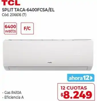 Naldo Lombardi TCL Split TACA-6400FCSA/EL 12 Cuotas oferta