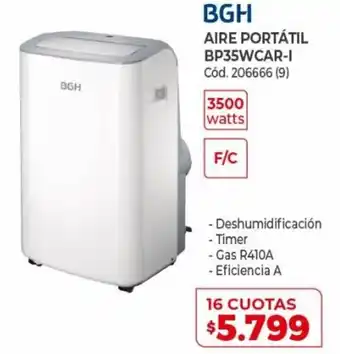 Naldo Lombardi BGH Aire Portátil BP35WCAR-I 16 Cuotas oferta
