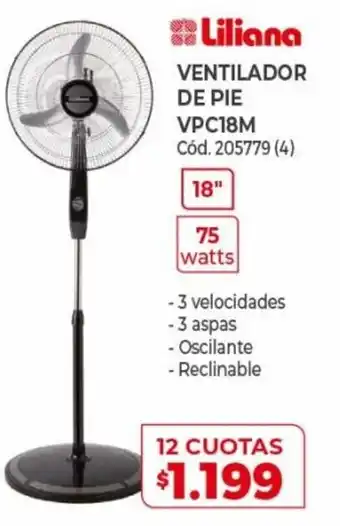 Naldo Lombardi Liliana Ventilador De Pie VPC18M 12 Cuotas oferta