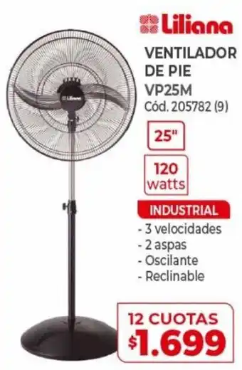 Naldo Lombardi Liliana Ventilador De Pie VP25M 12 Cuotas oferta