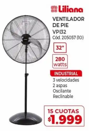 Naldo Lombardi Liliana Ventilador De Pie VPI32 15 Cuotas oferta