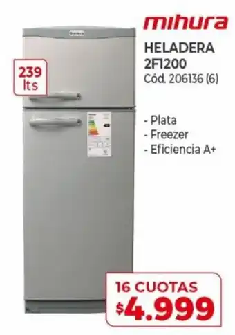 Naldo Lombardi Mihura Heladera 2F1200 16 Cuotas oferta