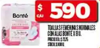 Supermercados DIA Toalias femeninas normales con alas bonté oferta