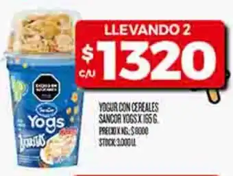 Supermercados DIA Yogs yogur con cereales sancor oferta