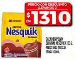 Supermercados DIA Nesquik cacao en polvo original oferta