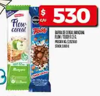 Supermercados DIA Barra de cereal manzana flow/toddy oferta