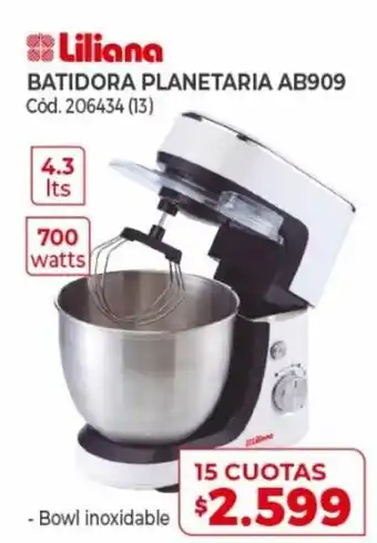 Naldo Lombardi Liliana Batidora Planetaria AB909 15 Cuotas oferta