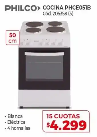 Naldo Lombardi Philco Cocina PHCE051B 15 Cuotas oferta