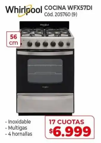 Naldo Lombardi Whirlpool Cocina WFX57DI 17 Cuotas oferta