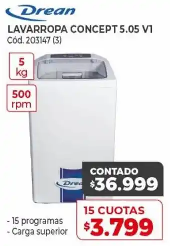 Naldo Lombardi Dream Lavarropa Concept 5.05 V1 15 Cuotas oferta