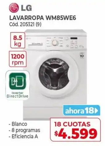 Naldo Lombardi LG Lavarropa WM85WE6 18 Cuotas oferta