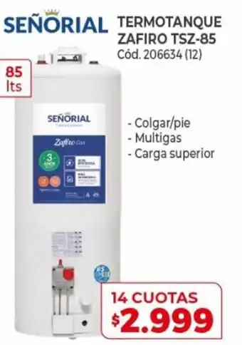 Naldo Lombardi Señorial Termotanque Zafiro TSZ-85 14 Cuotas oferta