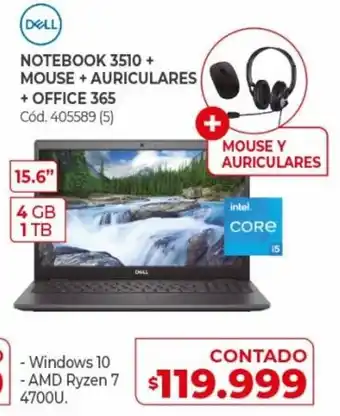 Naldo Lombardi Dell Notebook 3510 + Mousa + Auriculares + Office 365 oferta