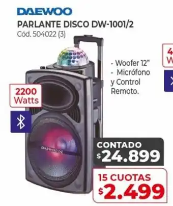 Naldo Lombardi Daewoo Parlante Disco DW-1001/2 15 Cuotas oferta