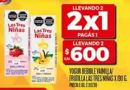 Supermercados DIA Yogur bebible vainilla frutilla las tres ninas oferta