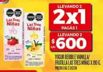 Supermercados DIA Yogur bebible vainilla frutilla las tres ninas oferta