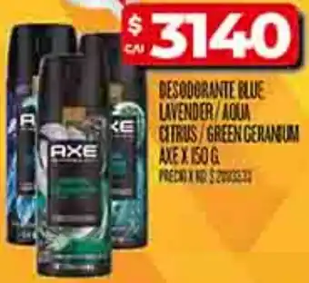 Supermercados DIA Axe desodorante blue lavender/ aqua citrus/green geranium oferta