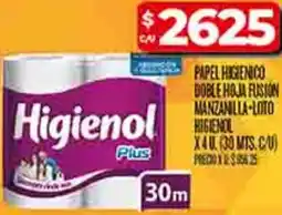 Supermercados DIA Higienol papel higienico boble hoja fusion manzanilla-loto oferta