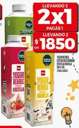 Supermercados DIA Yogur bebible entero descremado frutilla vanilla dia oferta