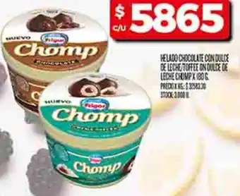 Supermercados DIA Chomp helado chocolate con dulce de leche/toffee on dulce de leche oferta