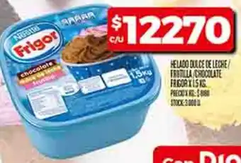 Supermercados DIA Frigor helado dulce de leche/ frotilla chocolate oferta