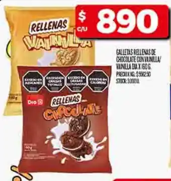 Supermercados DIA Rellenas de chocolate galletas convainilla vainilla dia oferta