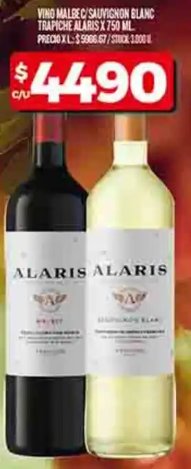 Supermercados DIA Alaris vino malbec/sauvignon blanc trapiche oferta