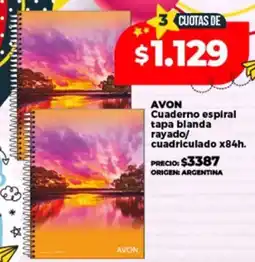 Supermayorista Vital Avon cuaderno espiral tapa blanda rayado/ cuadriculado oferta