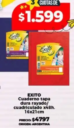 Supermayorista Vital Exito cuaderno tapa dura rayado/ cuadriculado oferta