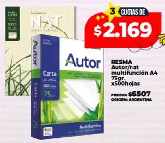 Supermayorista Vital Resma autor/nat multifunción A4 oferta