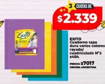 Supermayorista Vital Exito cuaderno tapa dura varios colores rayado/ cuadriculado oferta