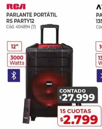 Naldo Lombardi RCA Parlante Portátil RS Party12 15 Cuotas oferta