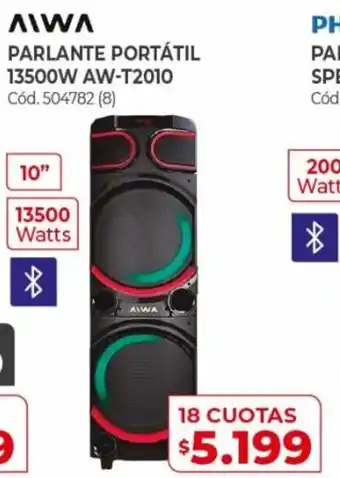 Naldo Lombardi Aiwa Parlante Portátil 13500W AW-T2010 18 Cuotas oferta