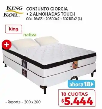 Naldo Lombardi King Koil Conjunto Giorgia + 2 Almohadas Touch 18 Cuotas oferta