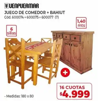 Naldo Lombardi Venpuermar Juego de Comedor + Bahiut 16 Cuotas oferta