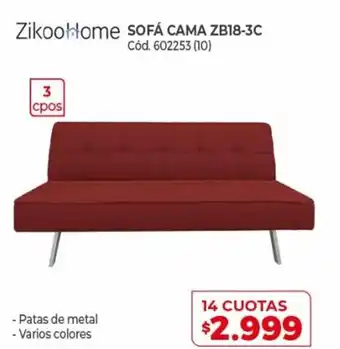 Naldo Lombardi ZikooHome Sofá Cama ZB18-3C 14 Cuotas oferta
