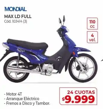 Naldo Lombardi Mondial Max LD Full 24 Cuotas oferta