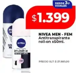 Supermayorista Vital Nivea men - fem antitranspirante roll-on oferta