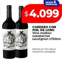 Supermayorista Vital PIEL DE LOBO Vino malbec cababernet sauvignon oferta