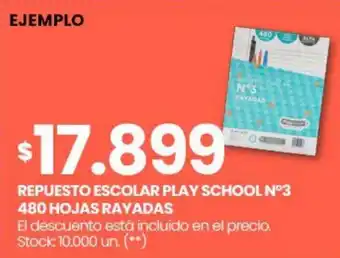 Changomas Repuesto escolar play school n°3 480 hojas rayadas oferta