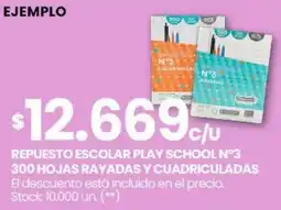 Changomas Repuesto escolar play school n°3 300 hojas rayadas y cuadriculadas oferta