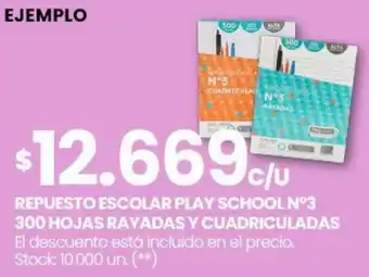 Changomas Repuesto escolar play school n°3 300 hojas rayadas y cuadriculadas oferta