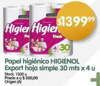 Supermercados Buenos Días Papel higiénico HIGIENOL oferta