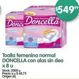 Supermercados Buenos Días DONCELLA Toalla feminine normal oferta