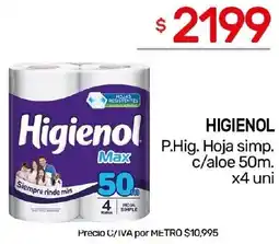 Nini Mayorista Higienol p.hig. hoja simp. c/aloe oferta