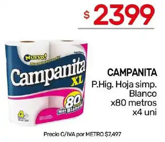 Nini Mayorista Campanita p.hig. hoja simp. blanco oferta