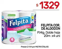 Nini Mayorista Felpita cor. de algodon p.hig. doble hoja oferta