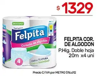 Nini Mayorista Felpita cor. de algodon p.hig. doble hoja oferta